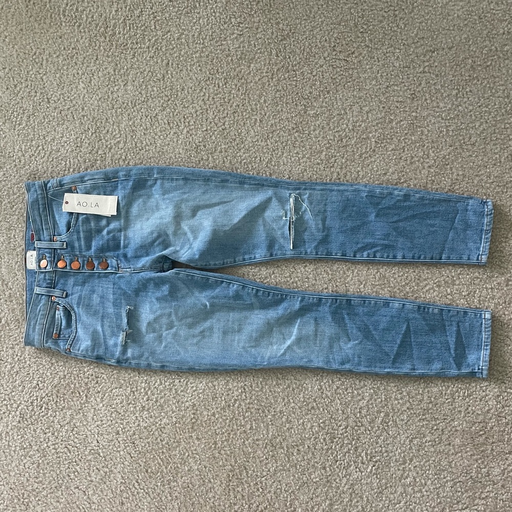 Alice and Olivia Good Exposed Button Jeans